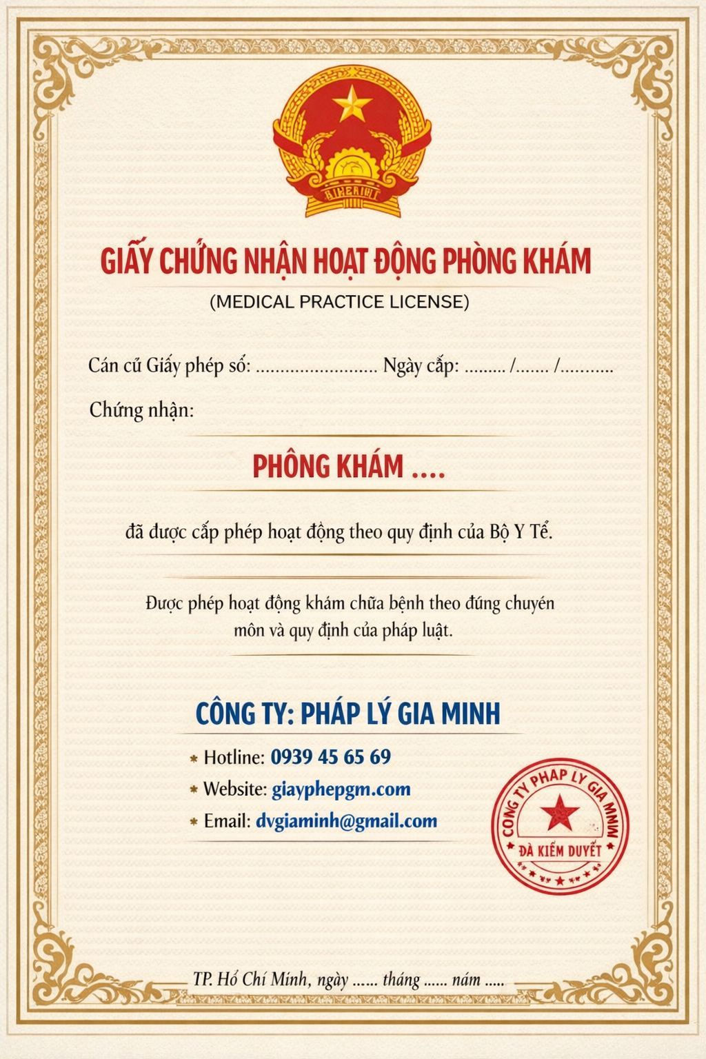 dịch vụ làm giấy phép phòng khám nhanh toàn quốc