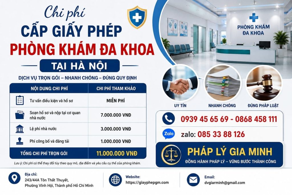 Chi phí cấp giấy phép phòng khám đa khoa tại Hà Nội