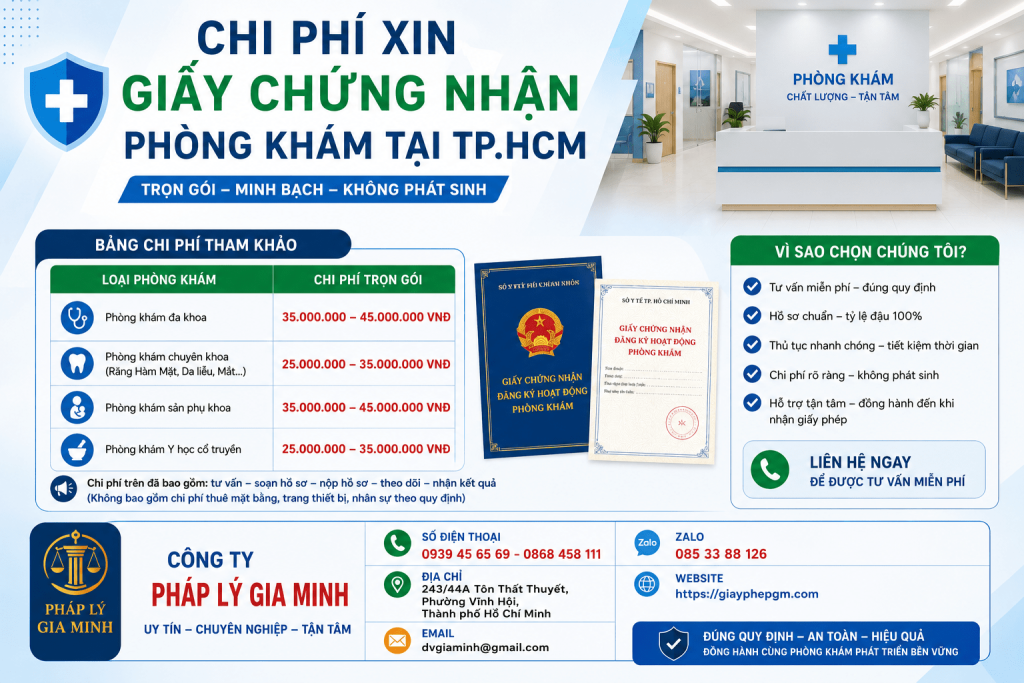 Chi phí xin giấy chứng nhận phòng khám tại TP.HCM