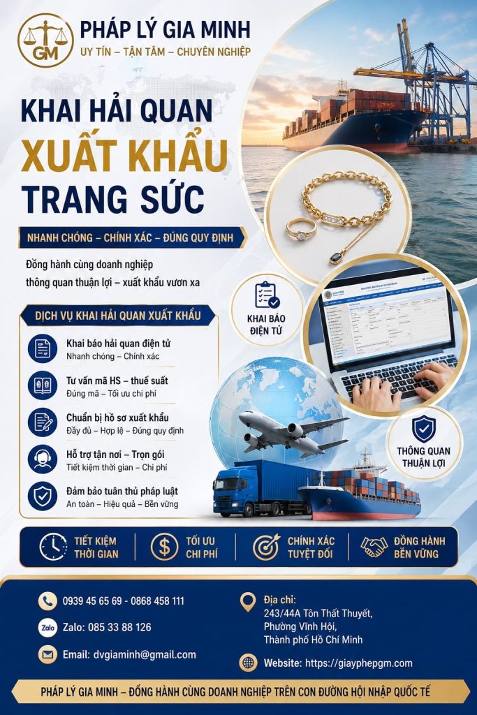 Khai hải quan xuất khẩu trang sức