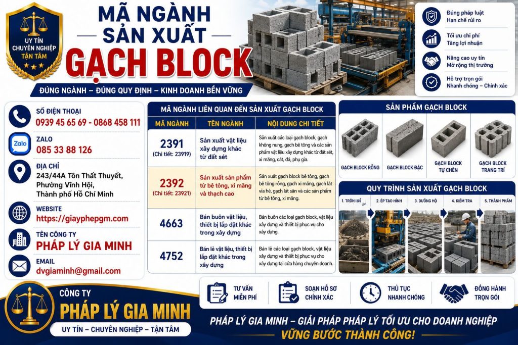 Mã ngành sản xuất gạch block – Cập nhật mã ngành mới nhất 1 Mã Ngành Sản Xuất Gạch Block