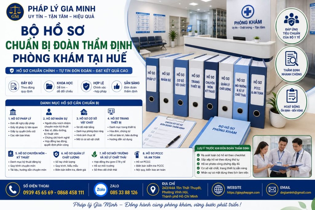 Bộ hồ sơ chuẩn bị đoàn thẩm định phòng khám tại Huế đầy đủ, dễ kiểm tra 1 Bộ hồ sơ chuẩn bị đoàn thẩm định phòng khám tại Huế