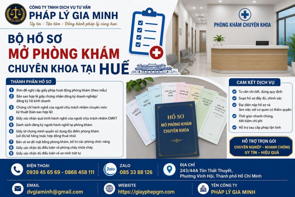 Bộ hồ sơ mở phòng khám chuyên khoa tại Huế