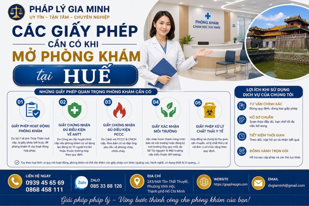 Các giấy phép cần có khi mở phòng khám tại Huế và những điểm cần lưu ý 1 Các giấy phép cần có khi mở phòng khám tại Huế