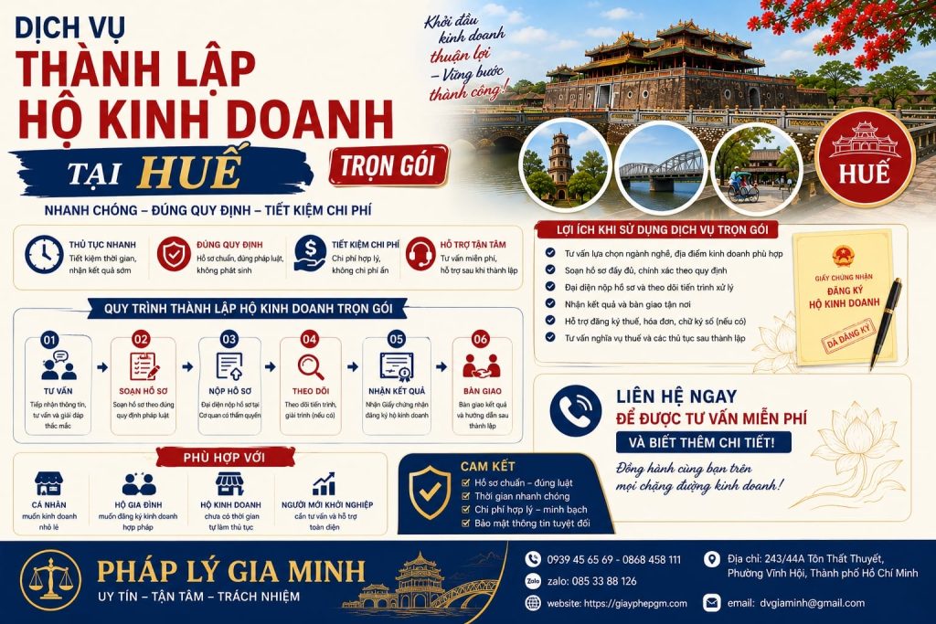 Dịch vụ thành lập hộ kinh doanh tại Huế trọn gói: Từ hồ sơ đến nhận kết quả 1 Dịch vụ thành lập hộ kinh doanh tại Huế trọn gói