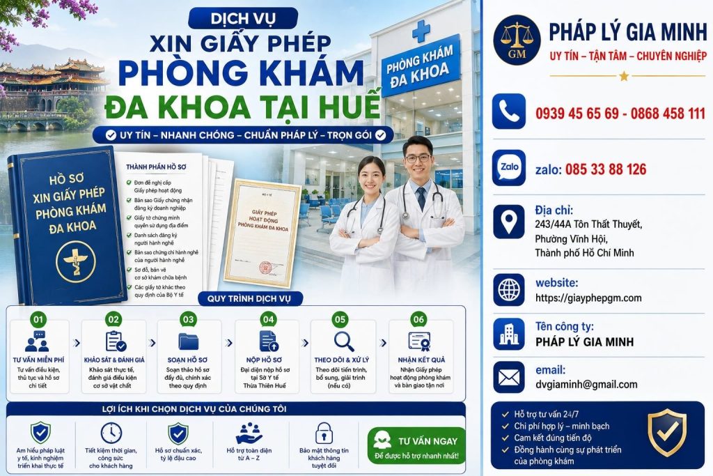 Dịch vụ xin giấy phép phòng khám đa khoa tại Huế