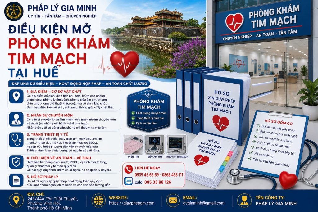 Điều kiện mở phòng khám tim mạch tại Huế