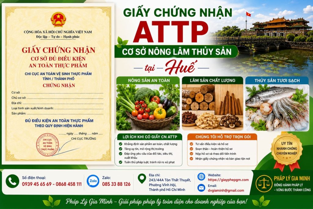 Giấy chứng nhận ATTP cơ sở nông lâm thủy sản tại Huế