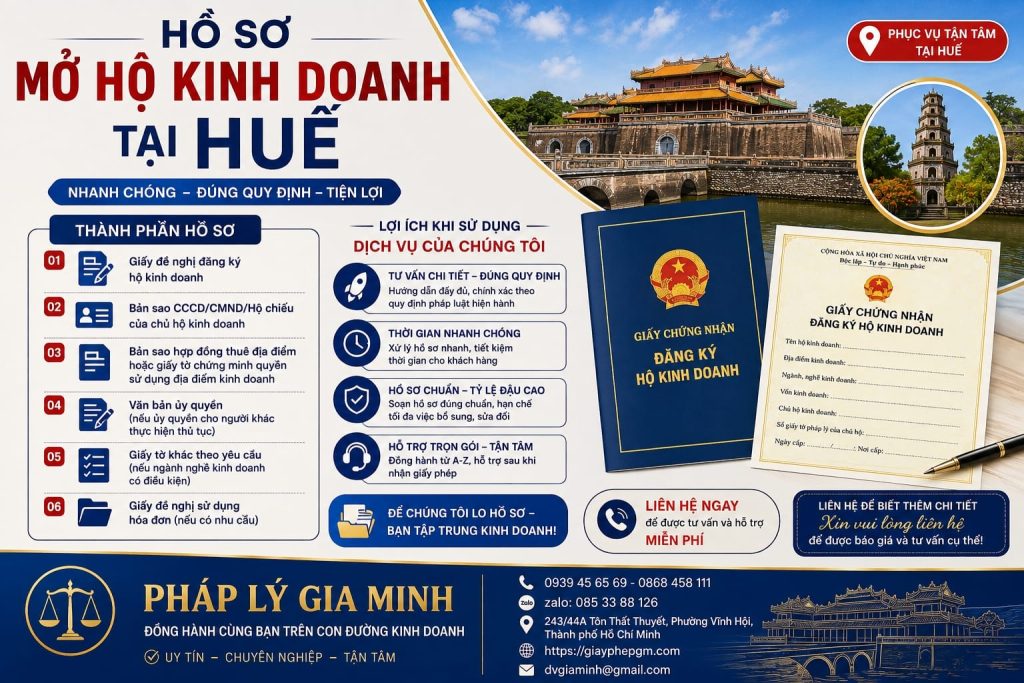 Hồ sơ mở hộ kinh doanh tại Huế: Chuẩn bị đủ trước ngày khai trương 1 Hồ sơ mở hộ kinh doanh tại Huế