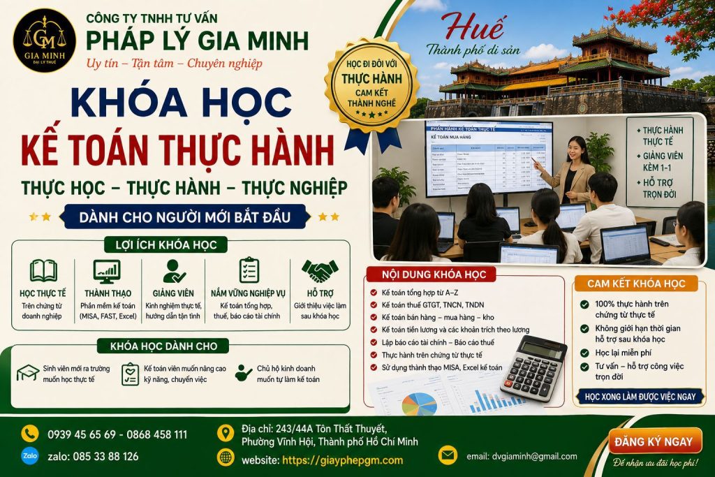 Khóa học kế toán thực hành tại Huế