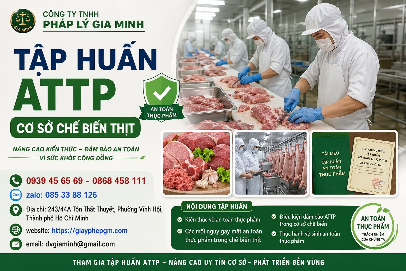 Tập huấn ATTP cơ sở chế biến thịt