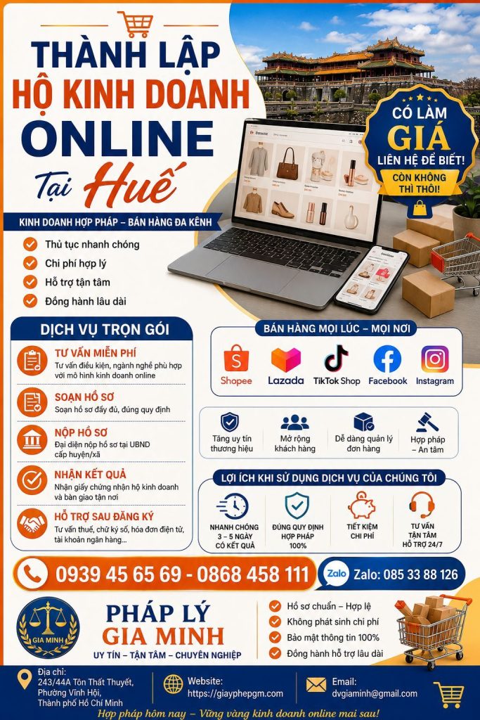 Thành lập hộ kinh doanh online tại Huế: Hướng đi thuận tiện cho người bận rộn 1 Thành lập hộ kinh doanh online tại Huế