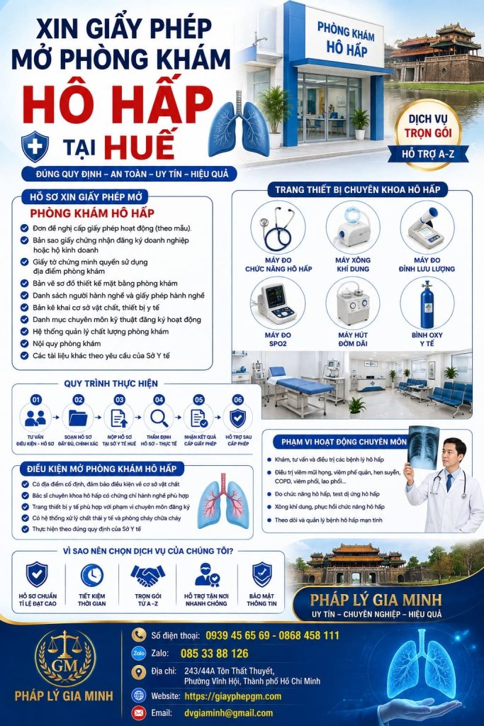 Xin giấy phép mở phòng khám hô hấp tại Huế đầy đủ từ hồ sơ đến quy trình 1 Xin giấy phép mở phòng khám hô hấp tại Huế