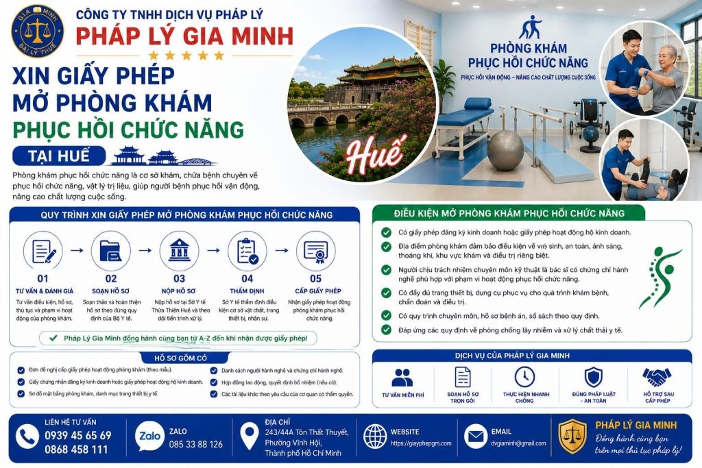 Xin giấy phép mở phòng khám phục hồi chức năng tại Huế