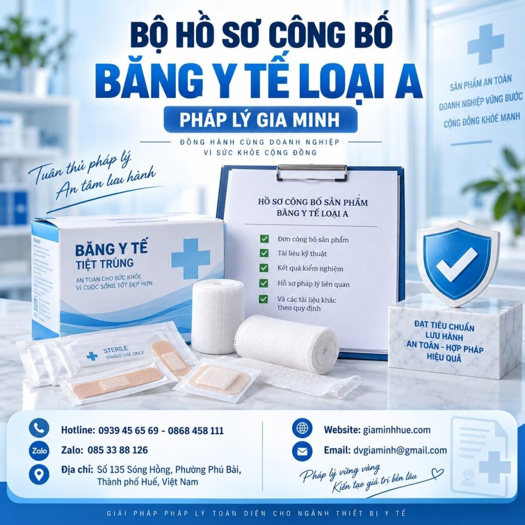 Hồ sơ công bố gạc y tế loại A đầy đủ theo quy định mới nhất 1 Bộ hồ sơ công bố băng y tế loại A