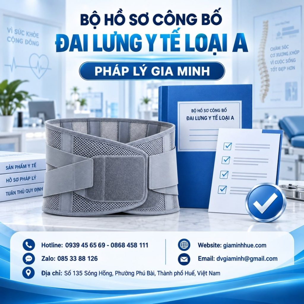 Bộ hồ sơ công bố đai lưng y tế loại A đầy đủ theo quy định 1 Bộ hồ sơ công bố đai lưng y tế loại A
