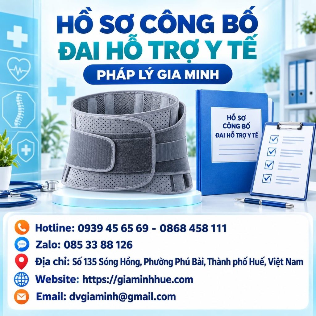 Hồ sơ công bố đai hỗ trợ y tế đầy đủ theo quy định 1 Hồ sơ công bố đai hỗ trợ y tế