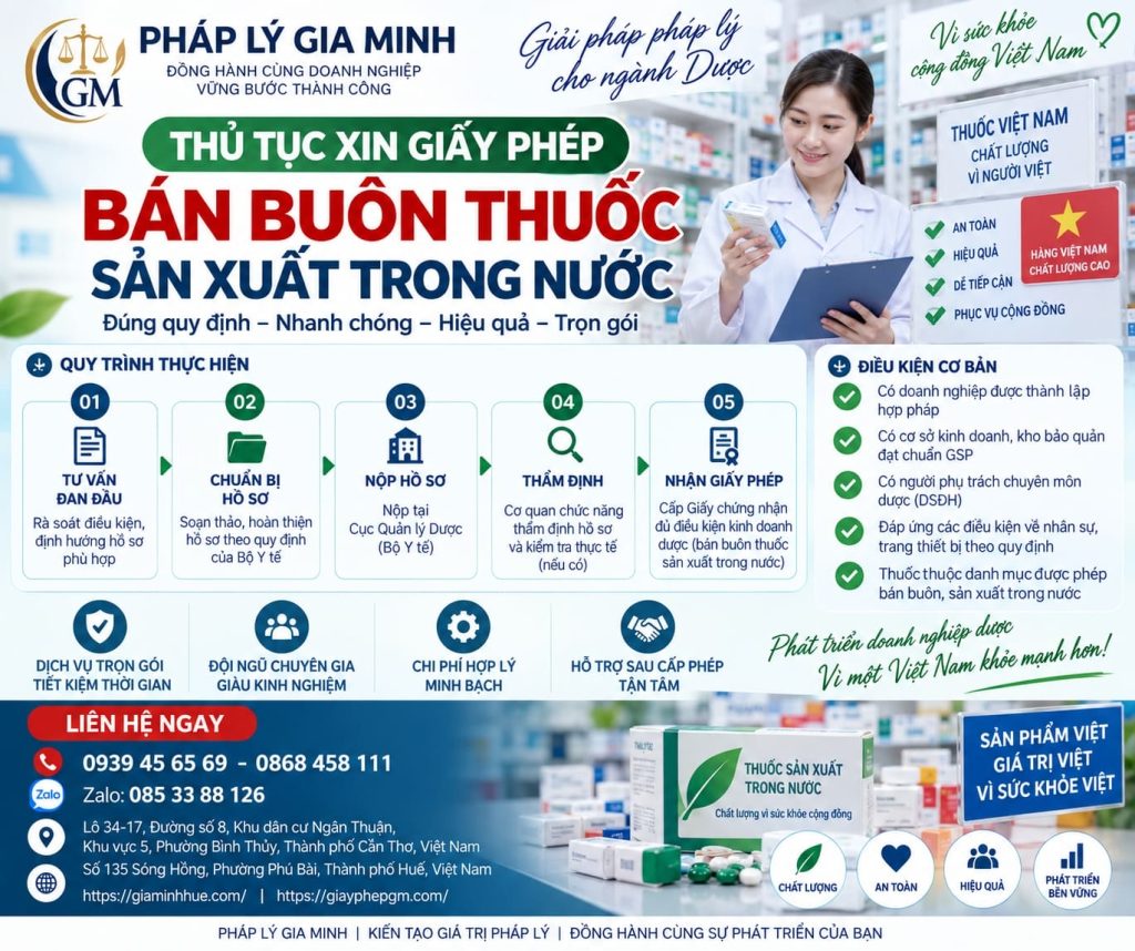 Thủ tục xin giấy phép bán buôn thuốc sản xuất trong nước mới nhất 1 Thủ tục xin giấy phép bán buôn thuốc sản xuất trong nước